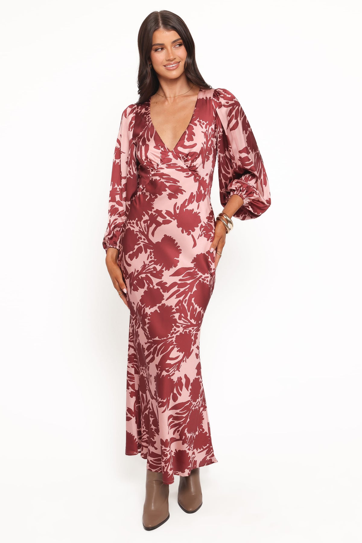 Varly Long Sleeve Dress in Pale Burgundy – view 3 of 7