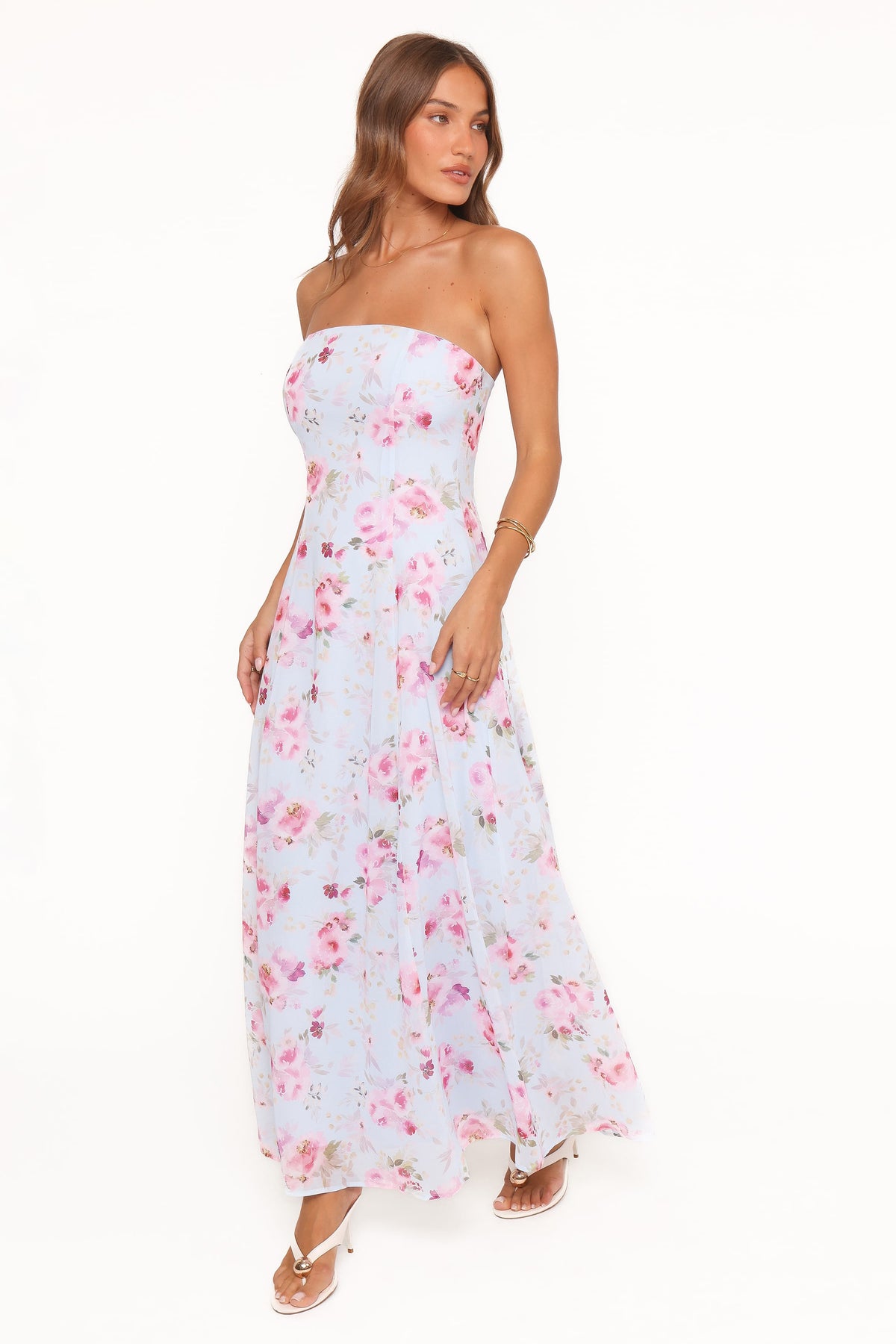 Vegas Strapless Maxi Dress in Blue Floral – view 1 of 6