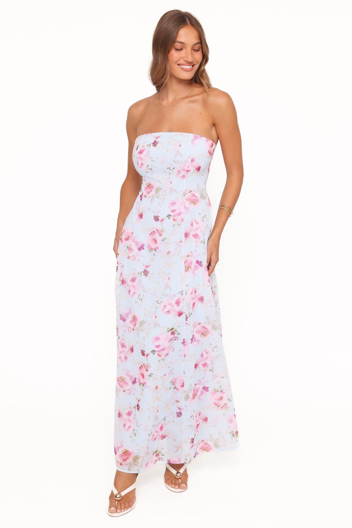 Vegas Strapless Maxi Dress in Blue Floral – view 5 of 6
