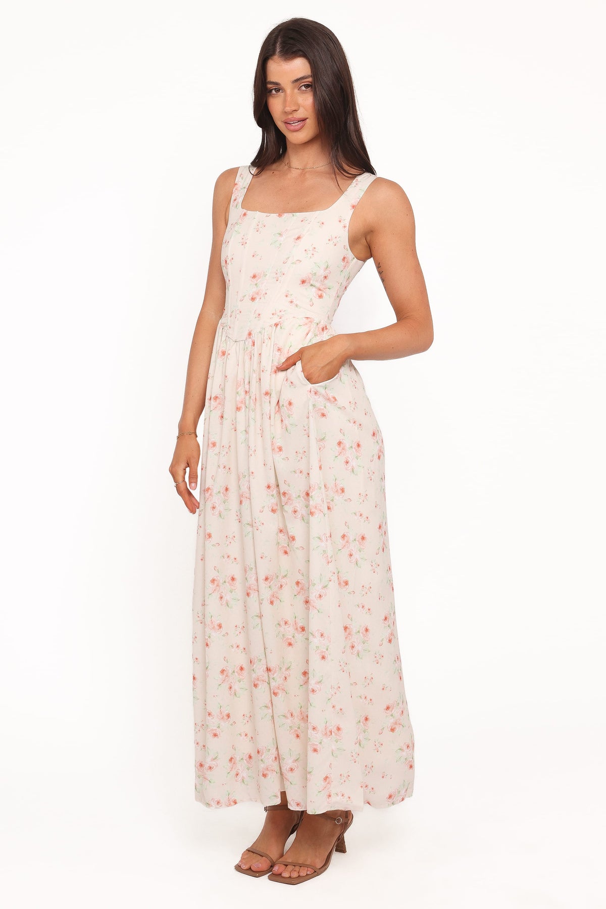 Vespa Midi Dress in Peach Floral – view 3 of 5