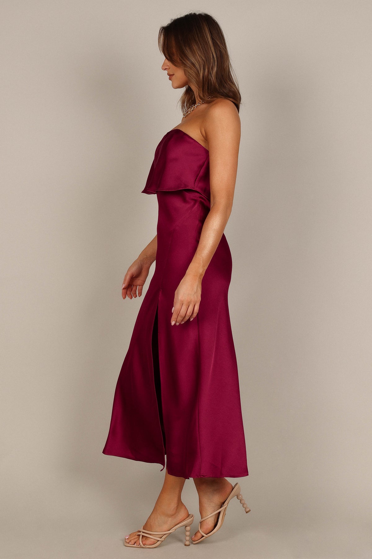 Vienna Strapless Midi Dress in Berry – view 11 of 11