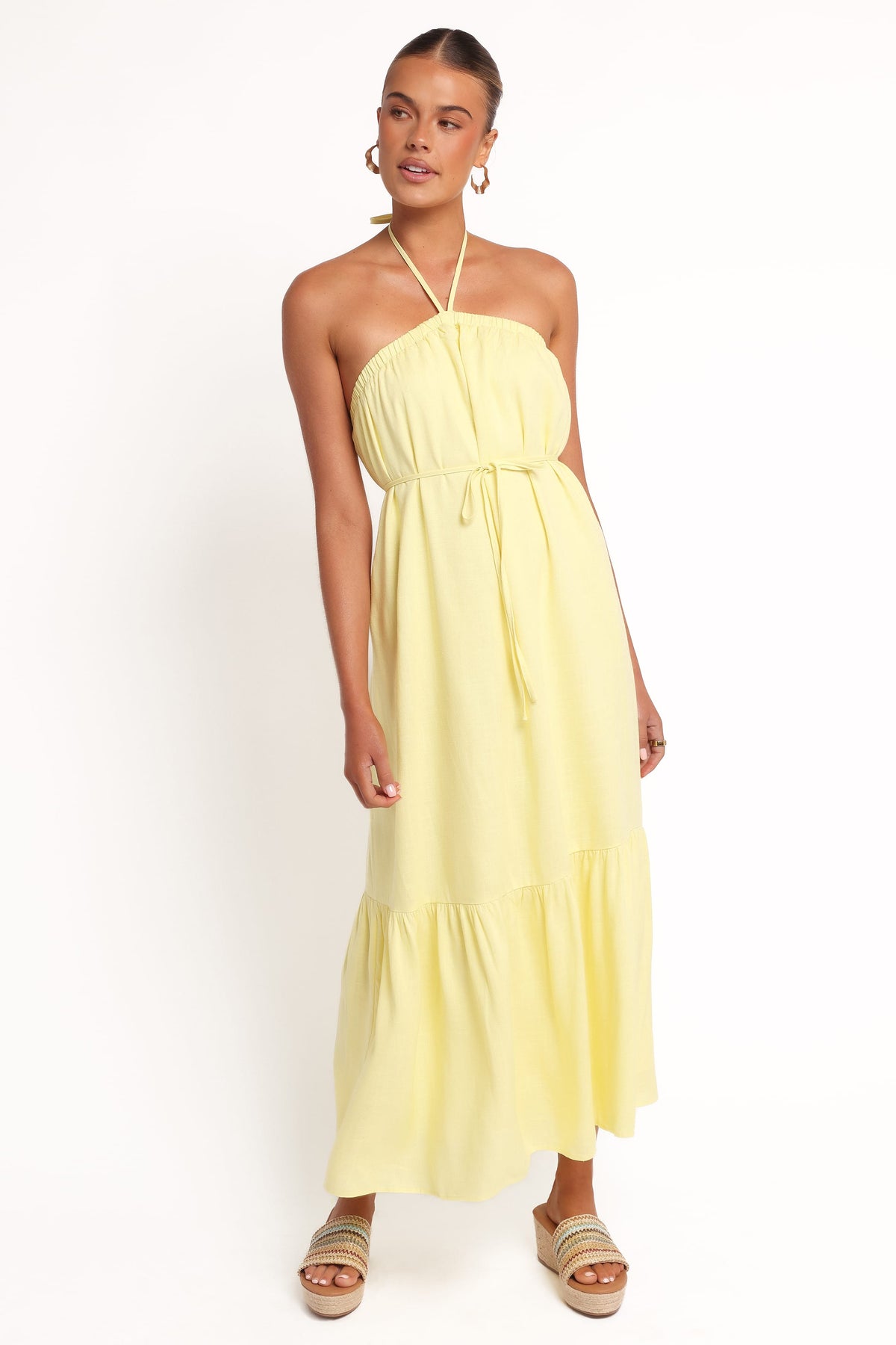 View Halterneck Maxi Dress in Lemon – view 3 of 9