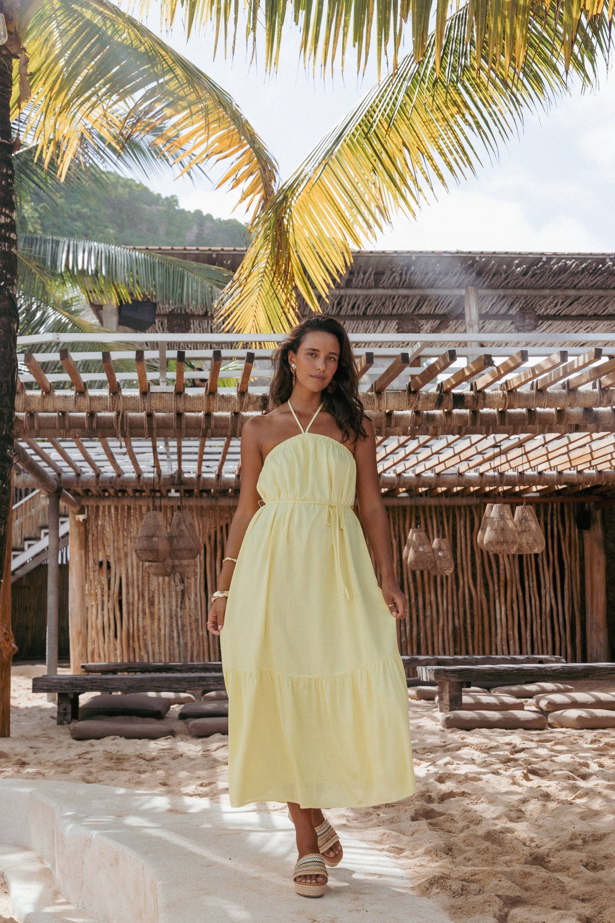 View Halterneck Maxi Dress in Lemon – view 9 of 9
