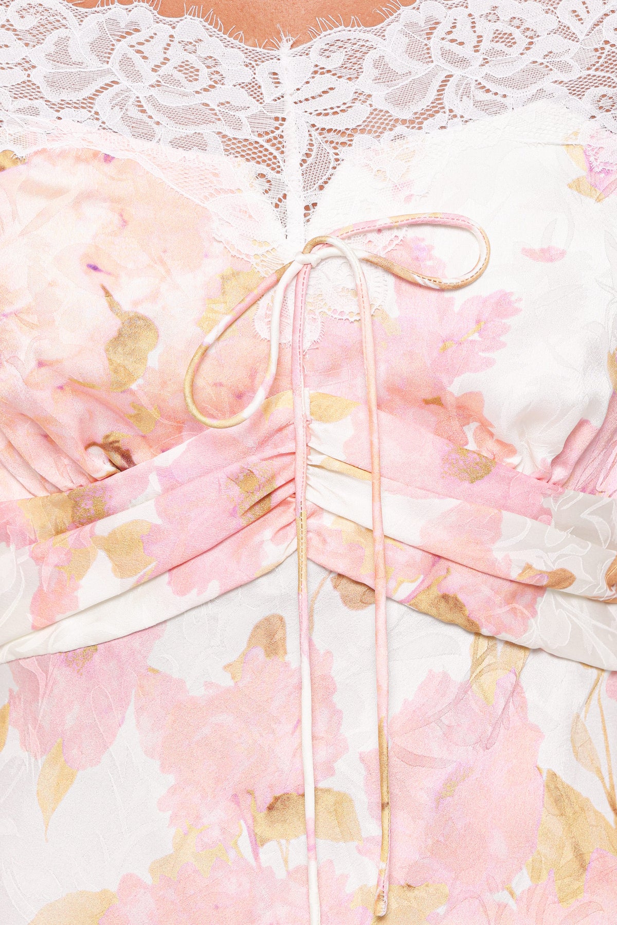 Voss Off Shoulder Lace Maxi Dress in Pink Floral – view 5 of 5