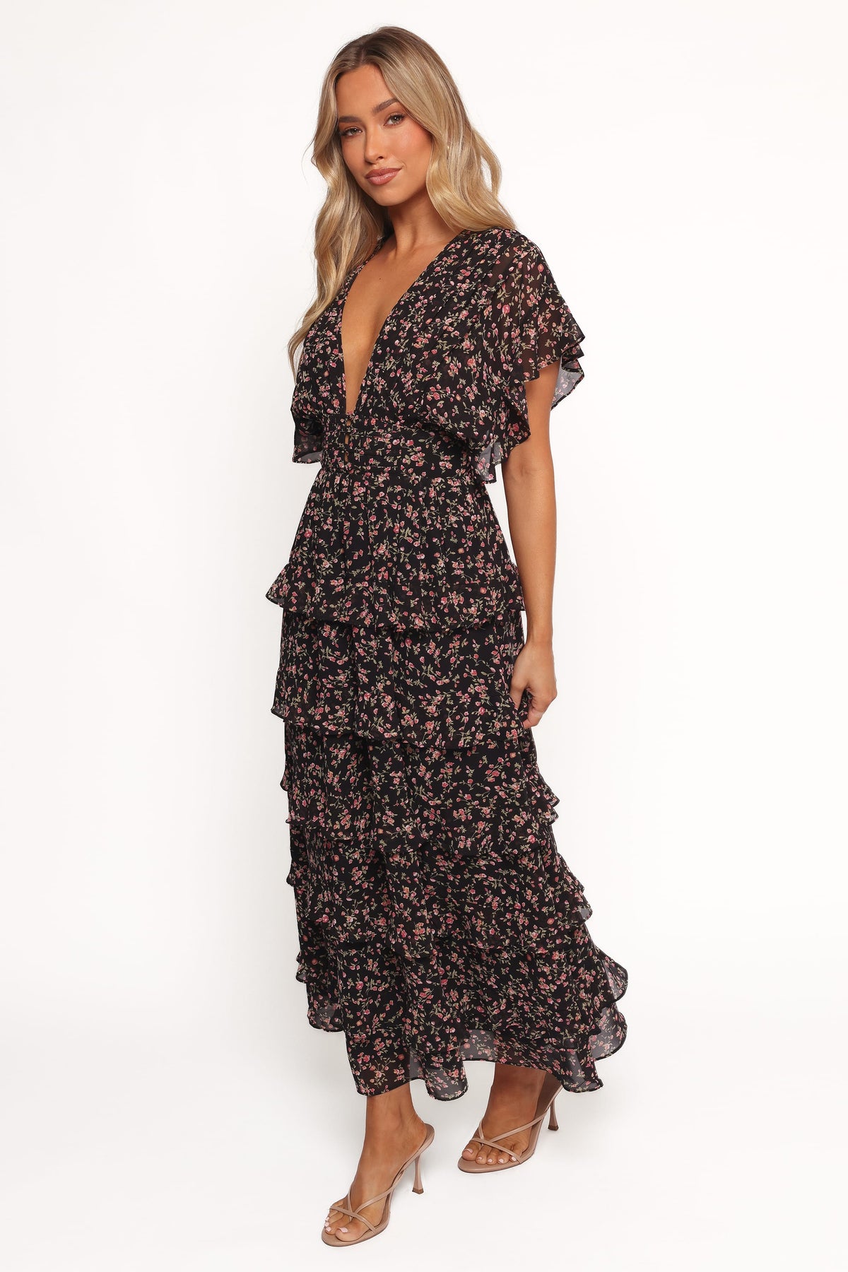 Wendi Ruffle Dress in Black Floral – view 3 of 6
