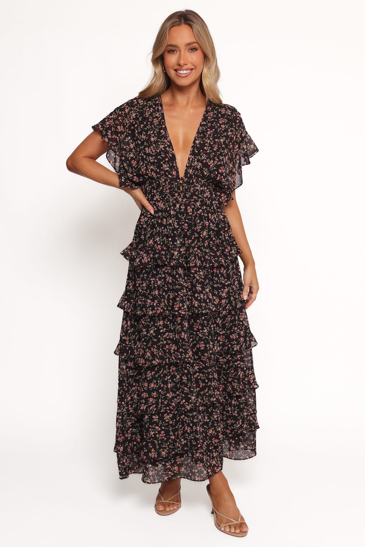 Wendi Ruffle Dress in Black Floral – view 1 of 6