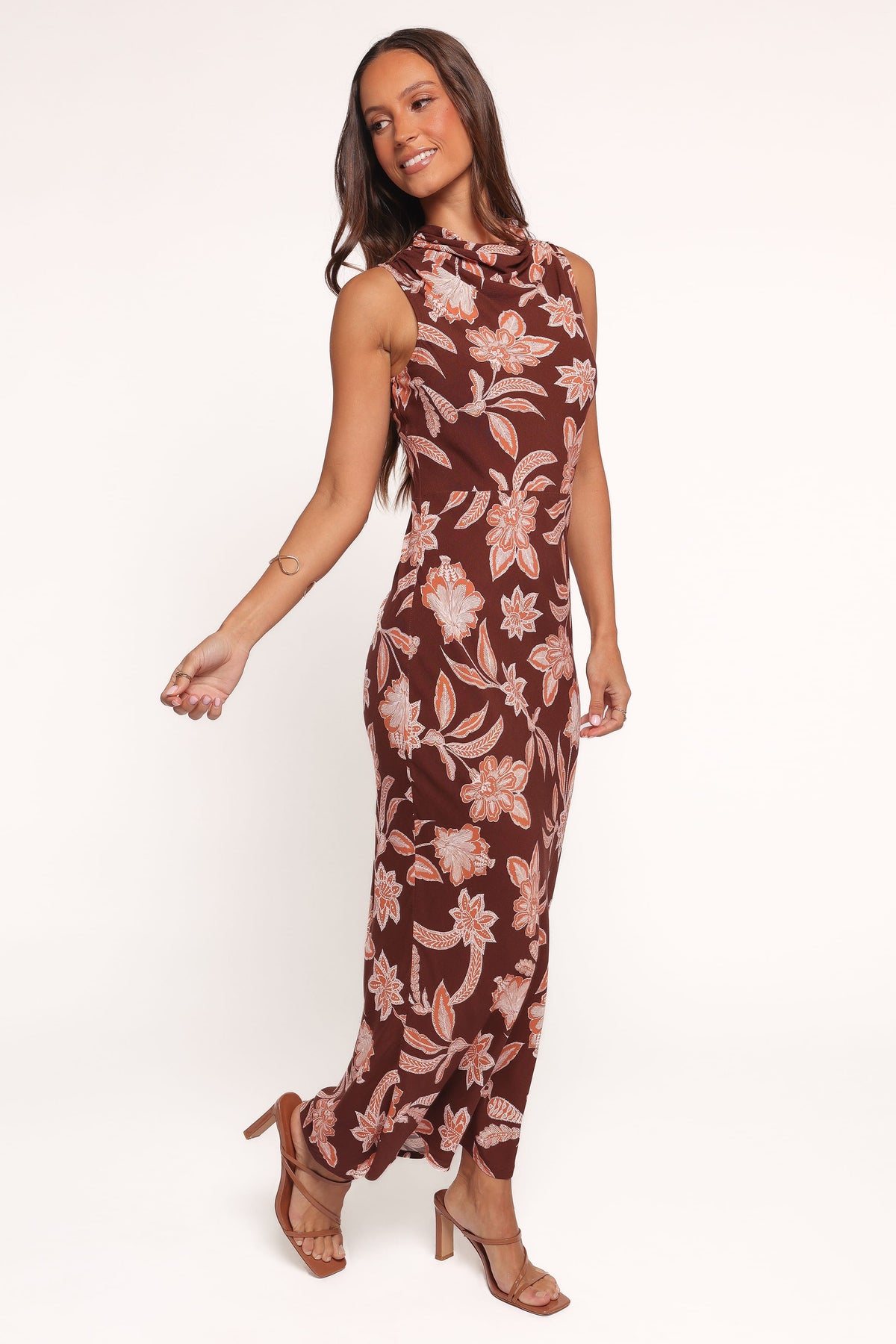 Wheeler Midi Dress in Orange Floral – view 3 of 6