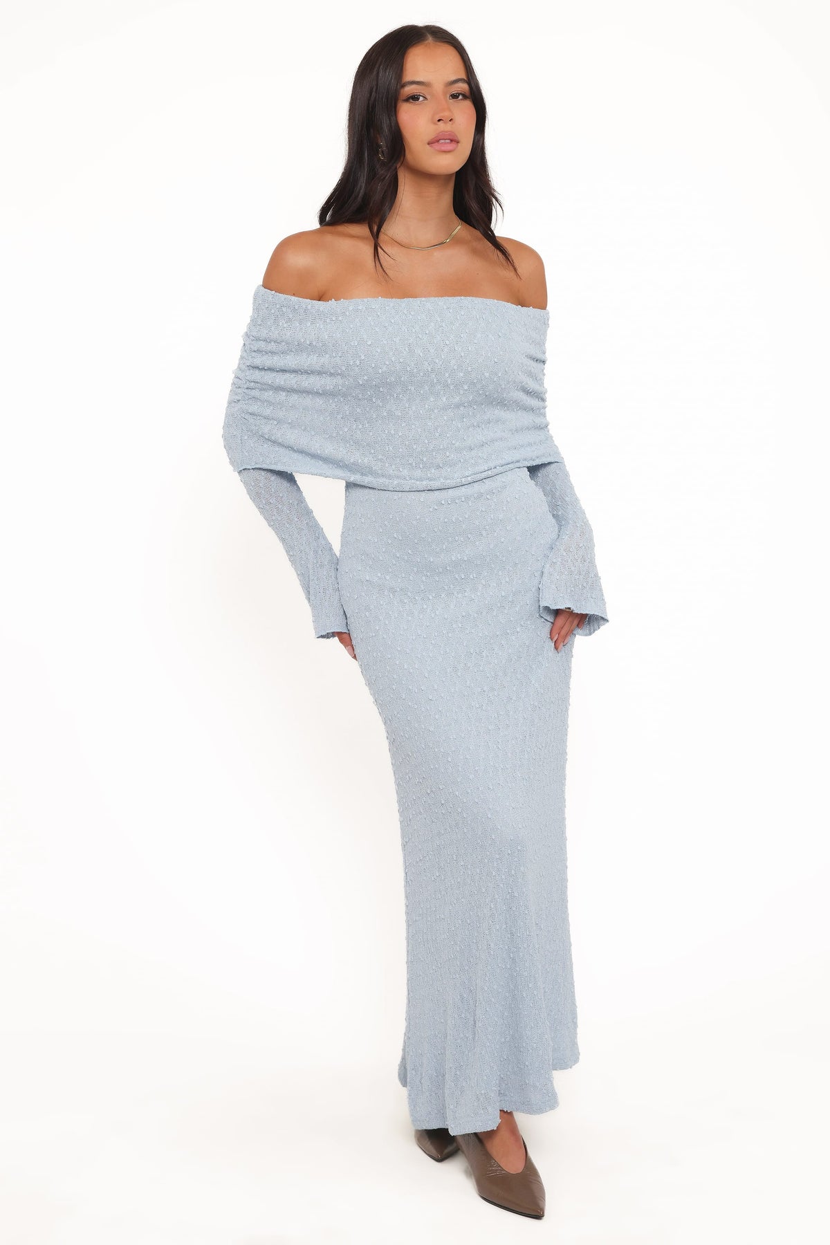 Wilma Off Shoulder Dress in Blue – view 2 of 7