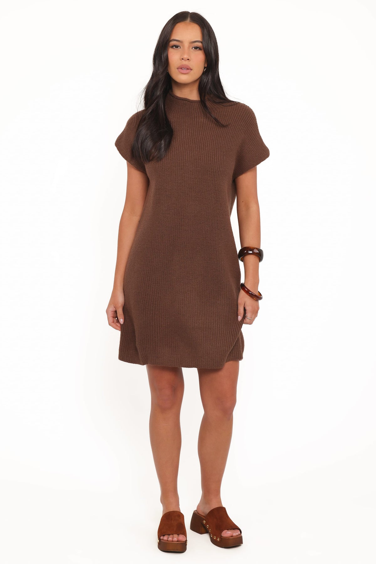 Wright Knit Mini Dress in Chocolate Brown – view 6 of 8