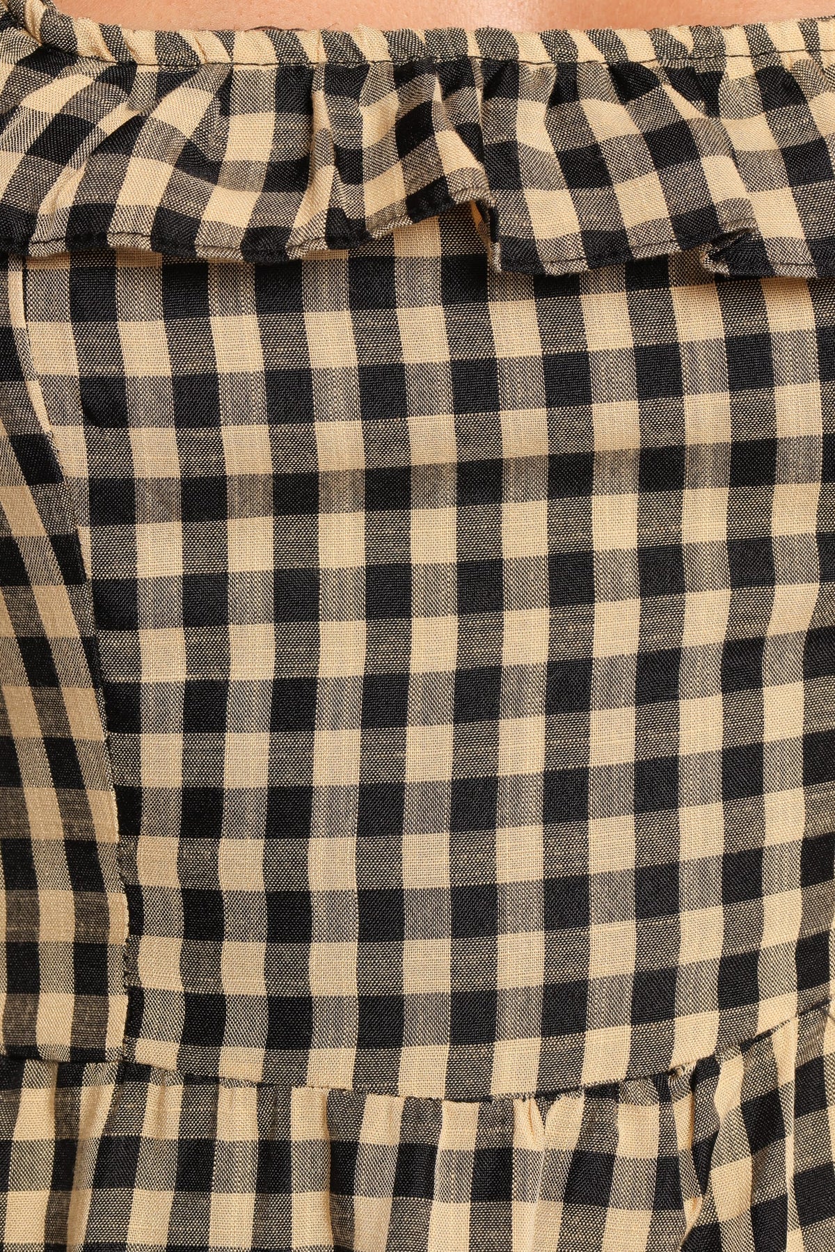 Xenia Mini Dress in Black/Beige Gingham – view 8 of 8