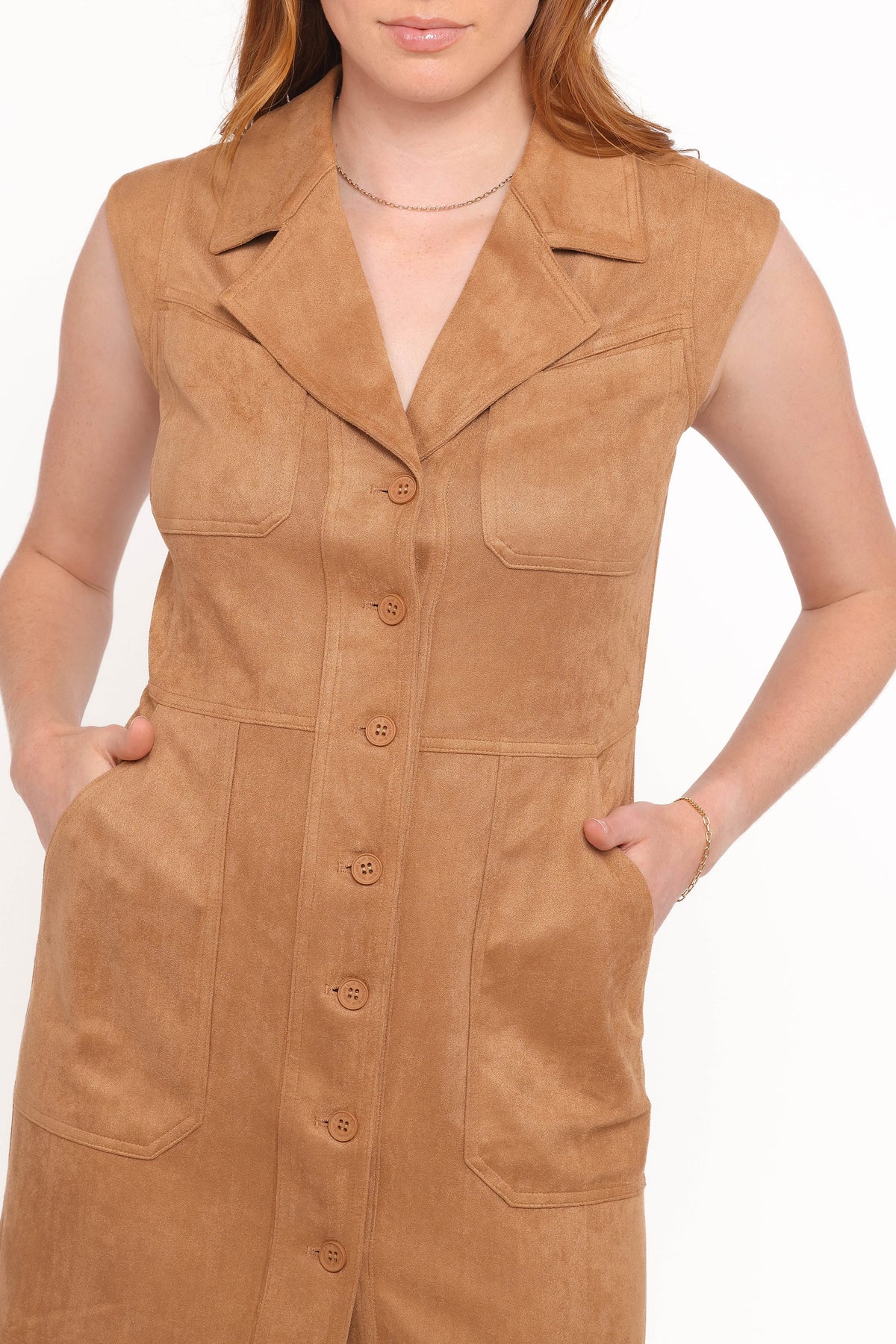 Xoey Suede Mini Dress in Camel – view 2 of 6