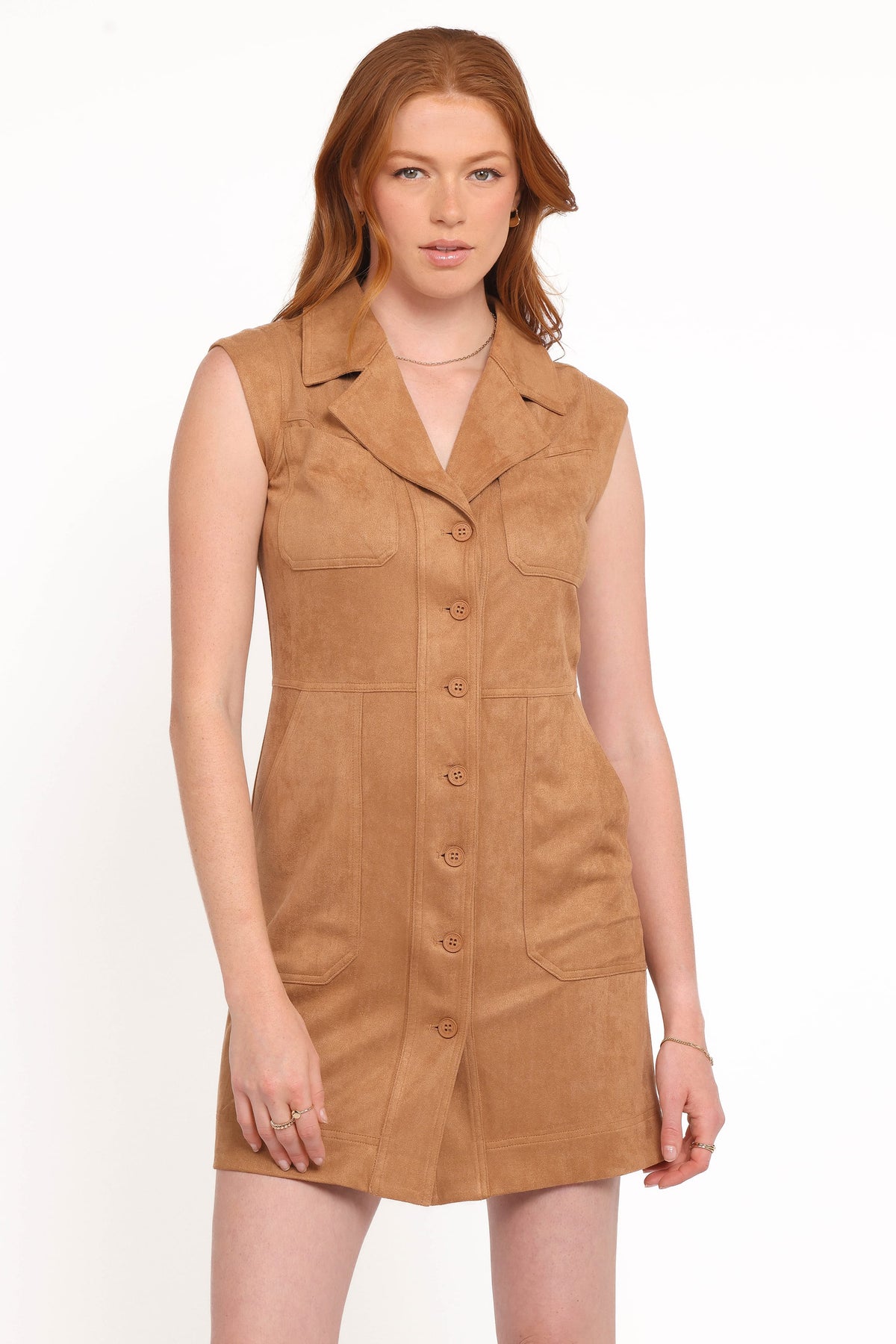 Xoey Suede Mini Dress in Camel – view 1 of 6