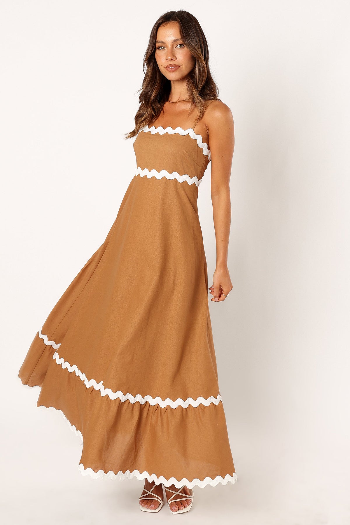 Yana Maxi Dress in Tan White – view 7 of 9