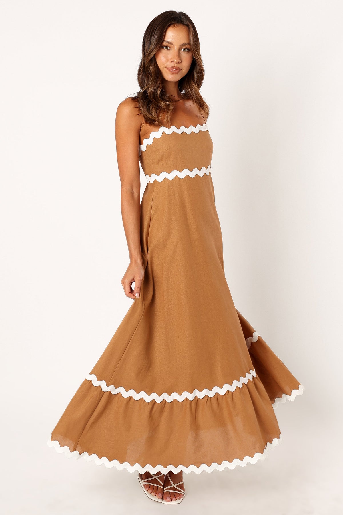 Yana Maxi Dress in Tan White – view 2 of 9