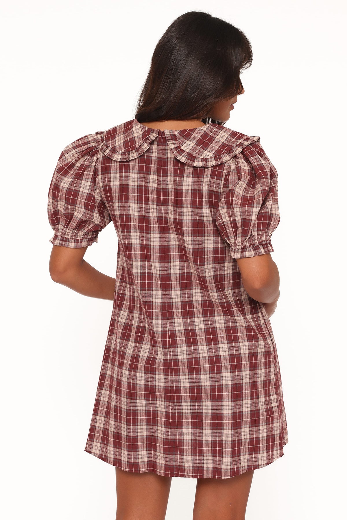 Yaris Mini Dress in Burgundy Plaid – view 5 of 9