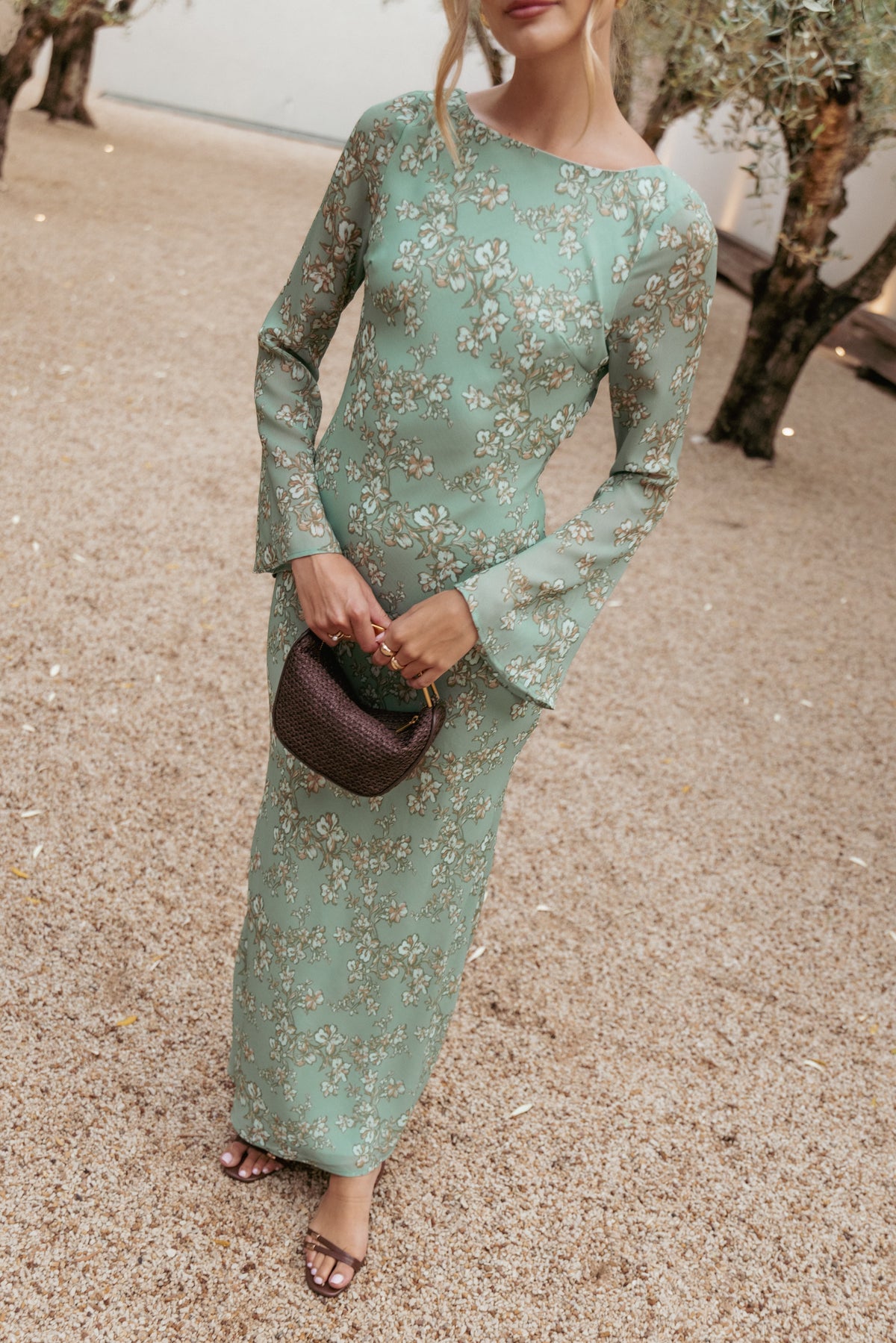 Yolanda Long Sleeve Maxi Dress in Sage Green Floral – view 8 of 8