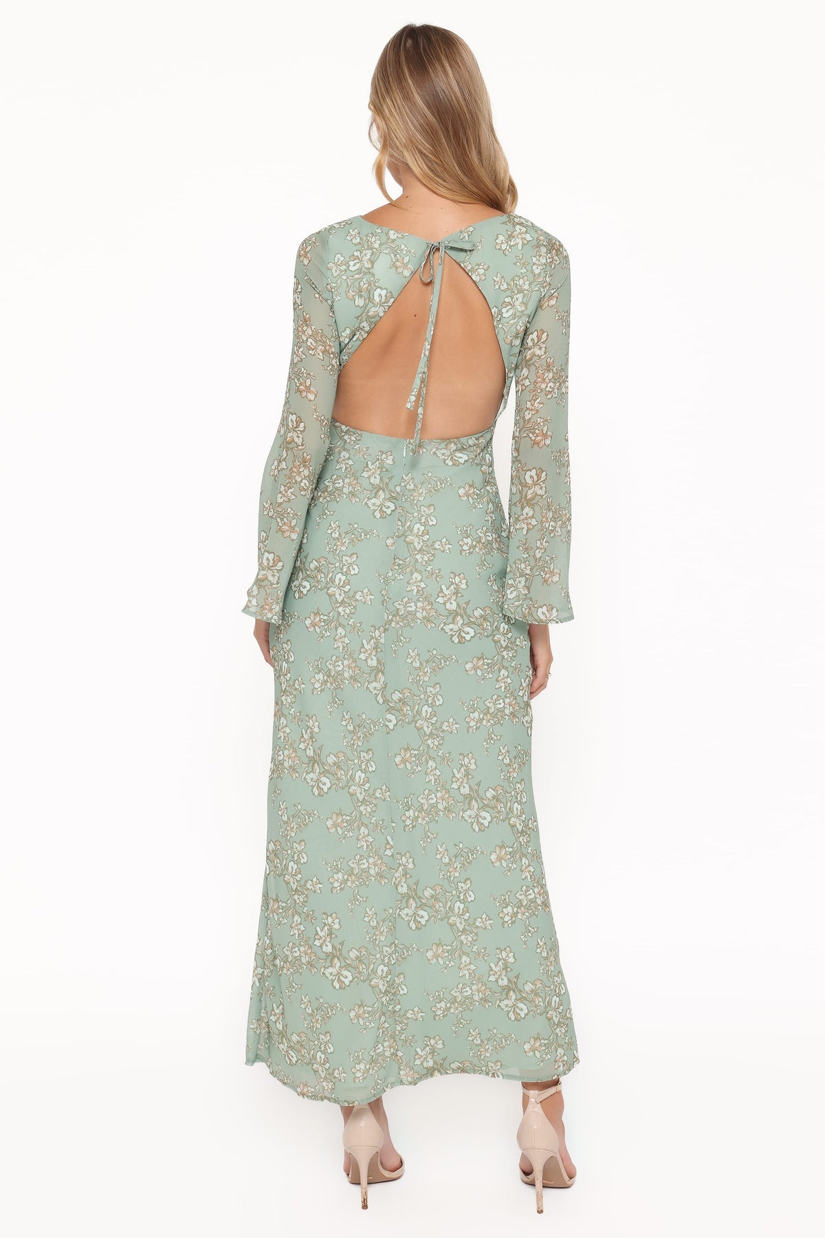 Yolanda Long Sleeve Maxi Dress in Sage Green Floral – view 5 of 8