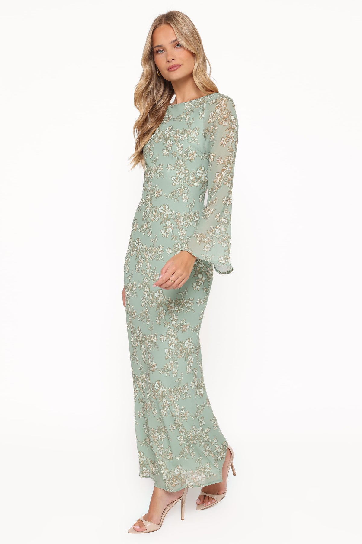 Yolanda Long Sleeve Maxi Dress in Sage Green Floral – view 4 of 8