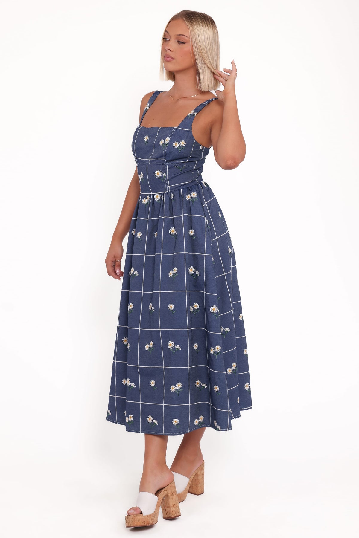 Yolande Midi Dress in Blue Floral – view 3 of 6