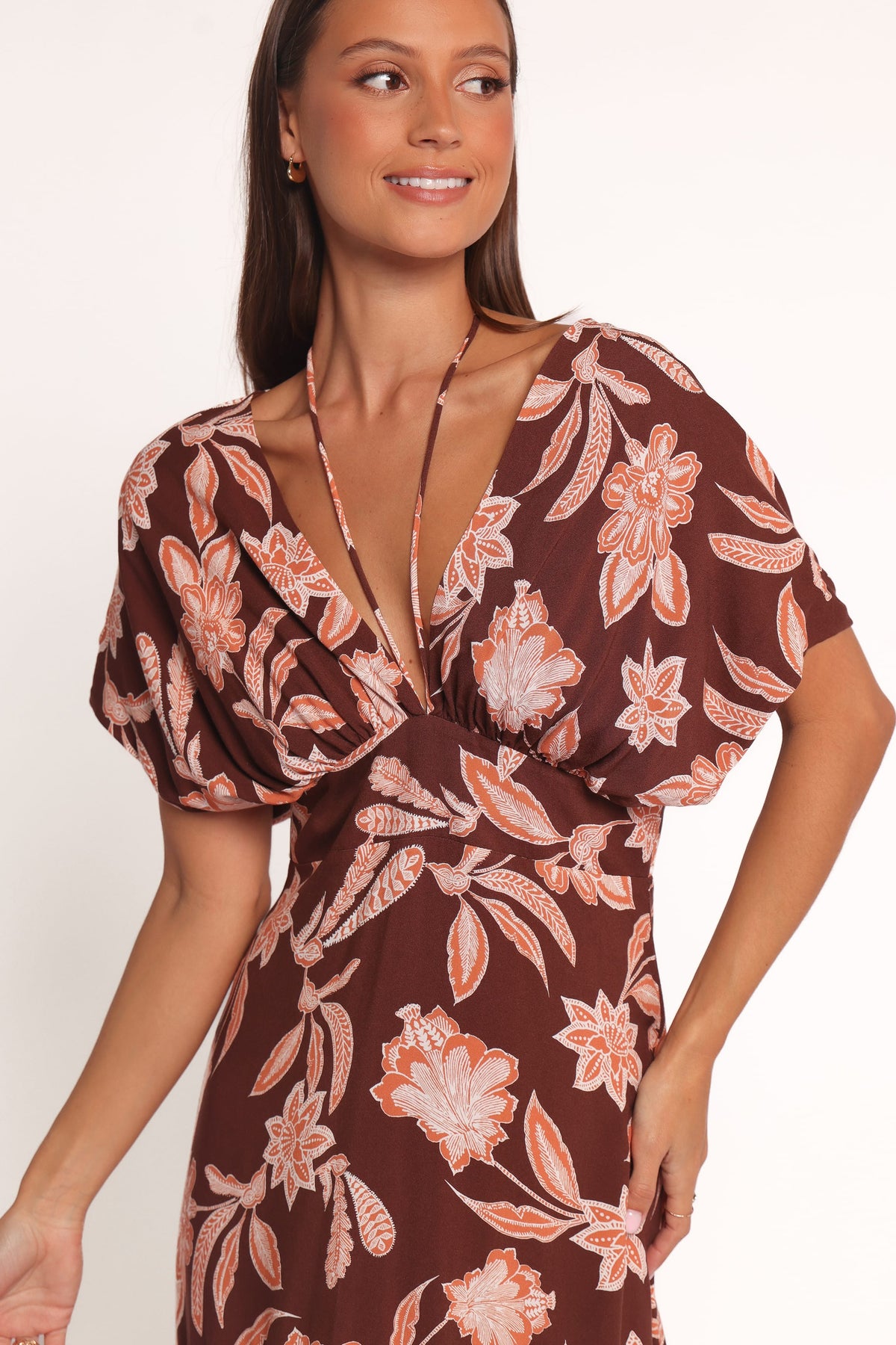 Yolande Midi Dress in Orange Floral – view 5 of 6