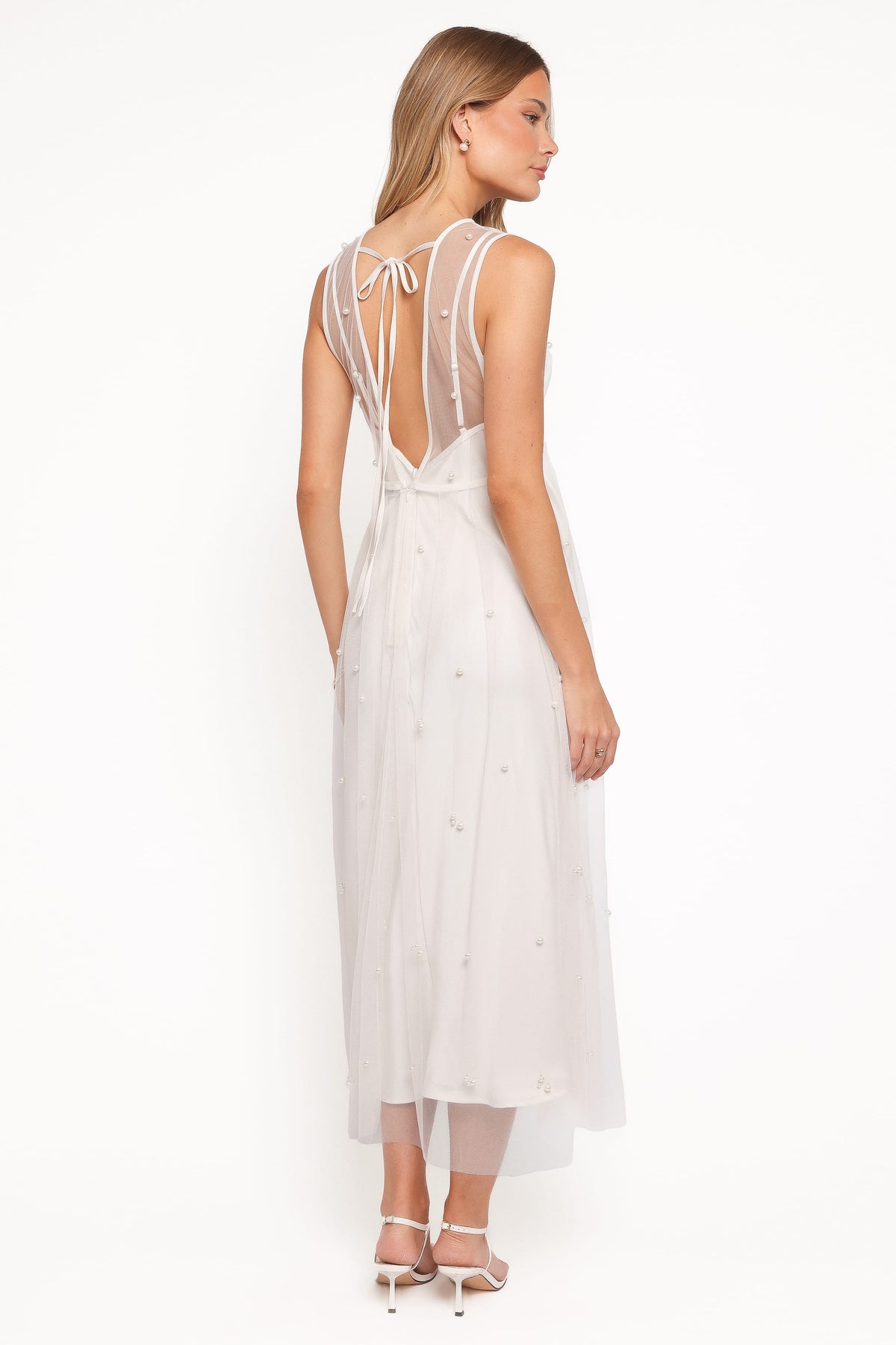 Yulia Pearl Midi Dress in Ecru – view 5 of 8