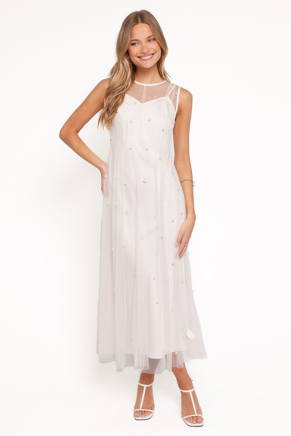 Yulia Pearl Midi Dress in Ecru – view 2 of 8