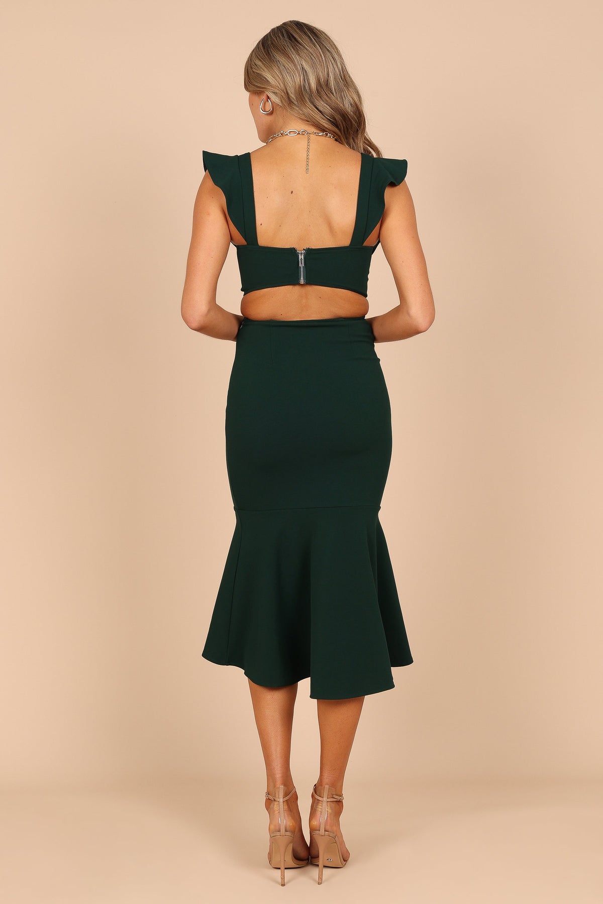 Yvonne Hi Lo Midi Dress in Emerald – view 3 of 8