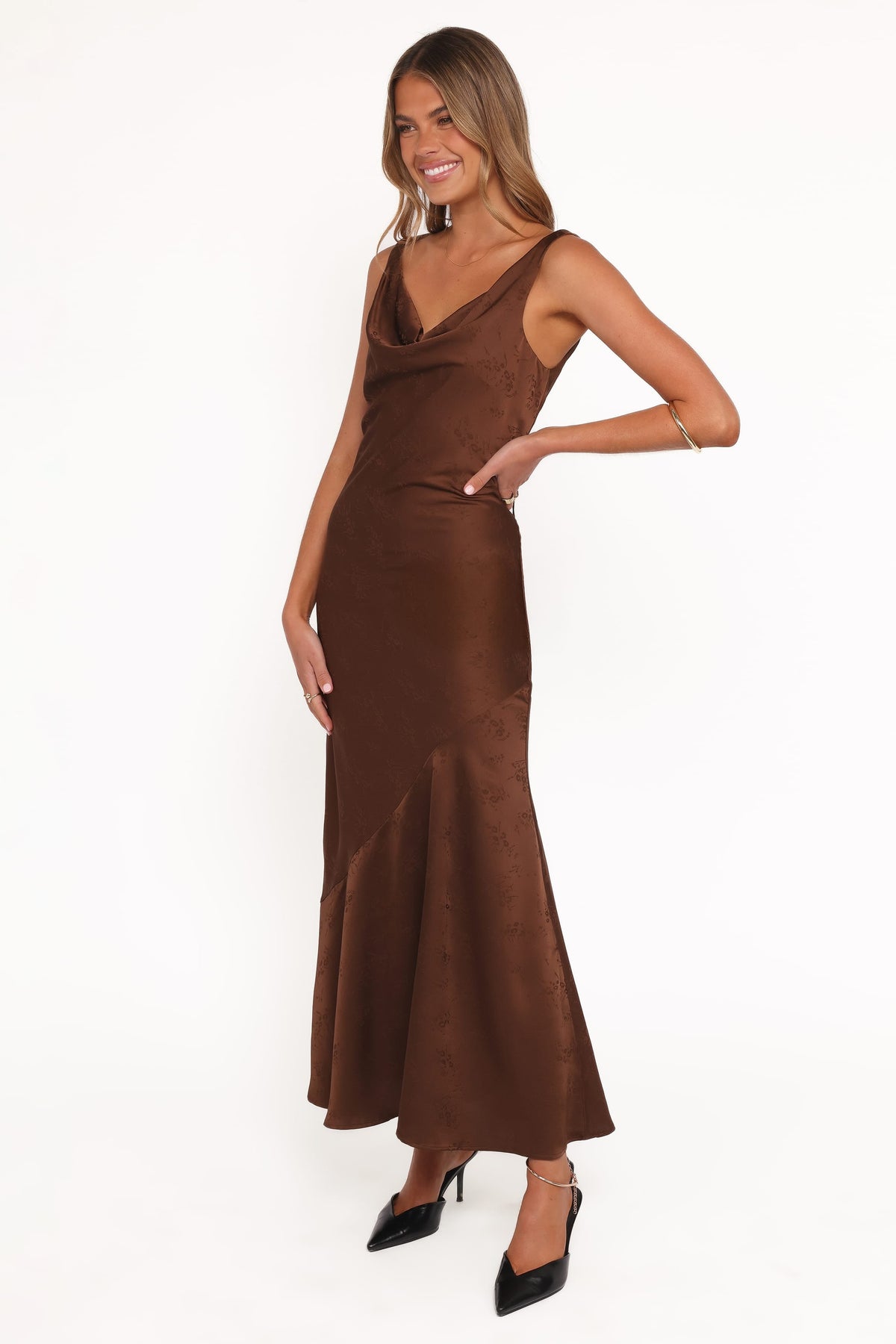 Zabrina Midi Dress in Brown Floral – view 4 of 6