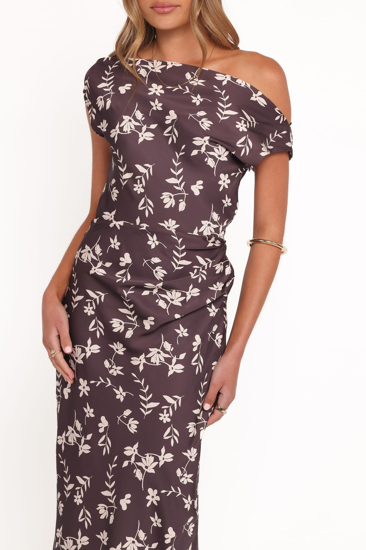 Zafira Midi Dress in Brown Cream Floral – view 3 of 7
