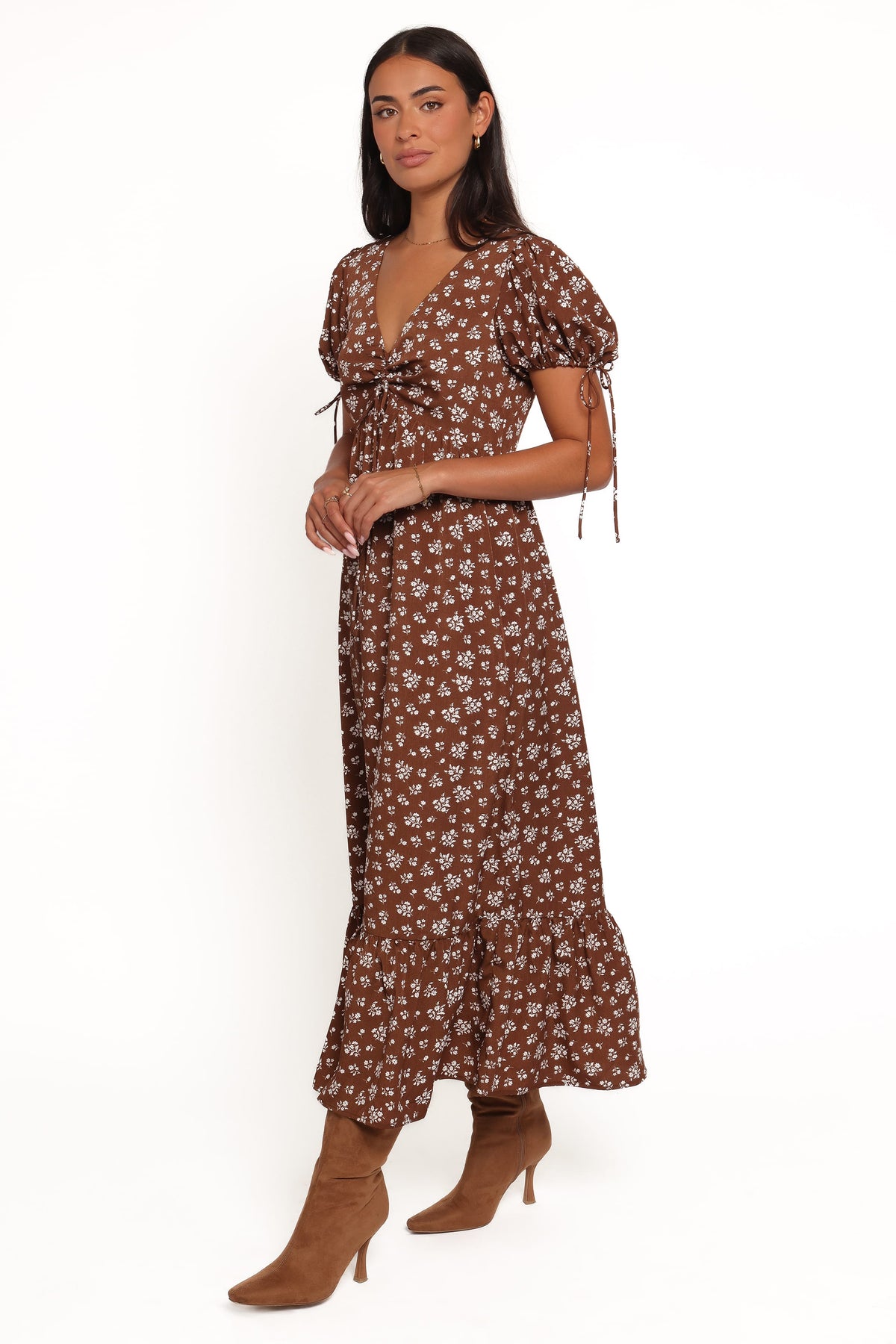 Zina Maxi Dress in Brown Ditsy Floral – view 3 of 5