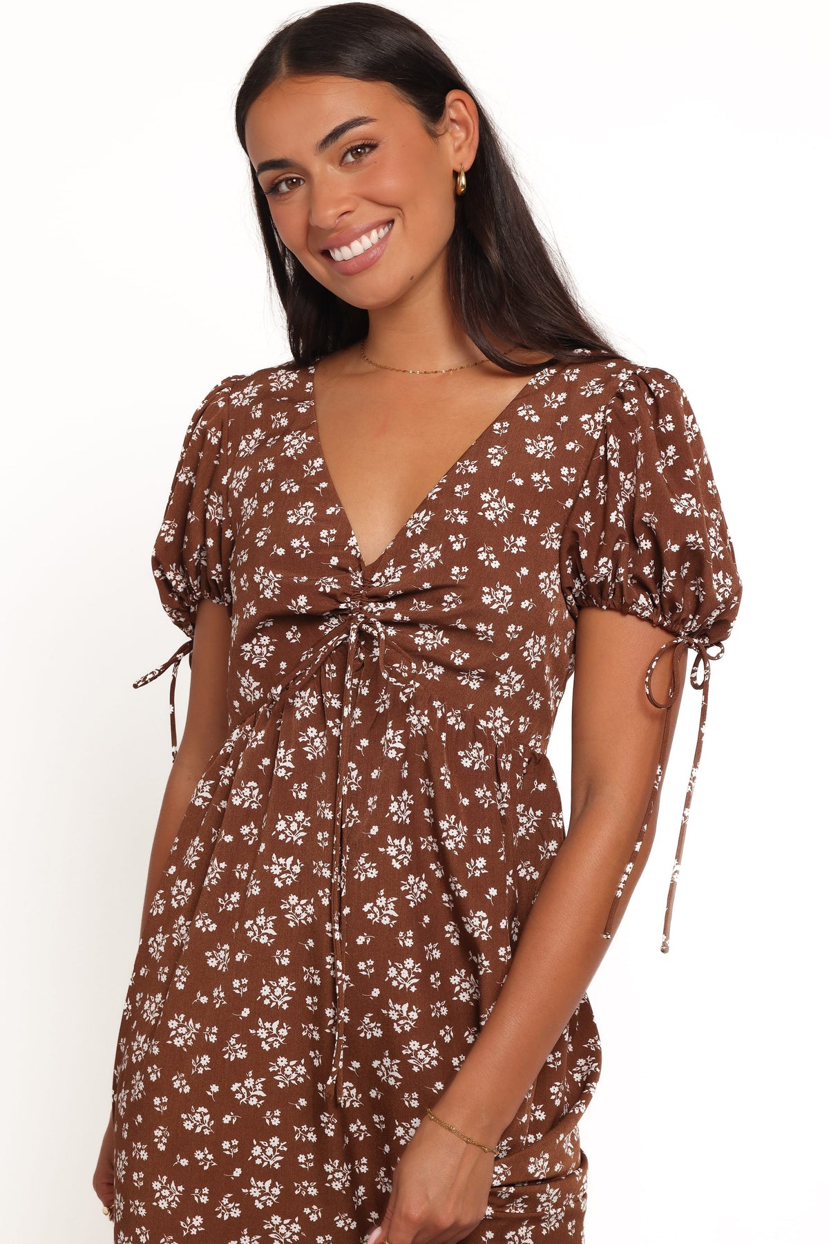 Zina Maxi Dress in Brown Ditsy Floral – view 2 of 5