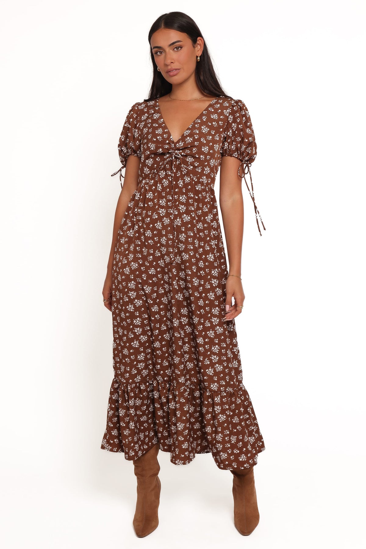 Zina Maxi Dress in Brown Ditsy Floral – view 1 of 5