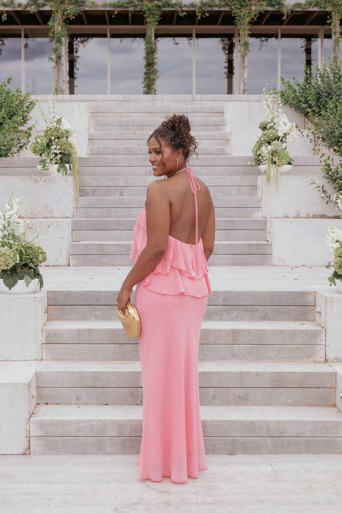 Zorina Halterneck Maxi Dress in Coral – view 7 of 7