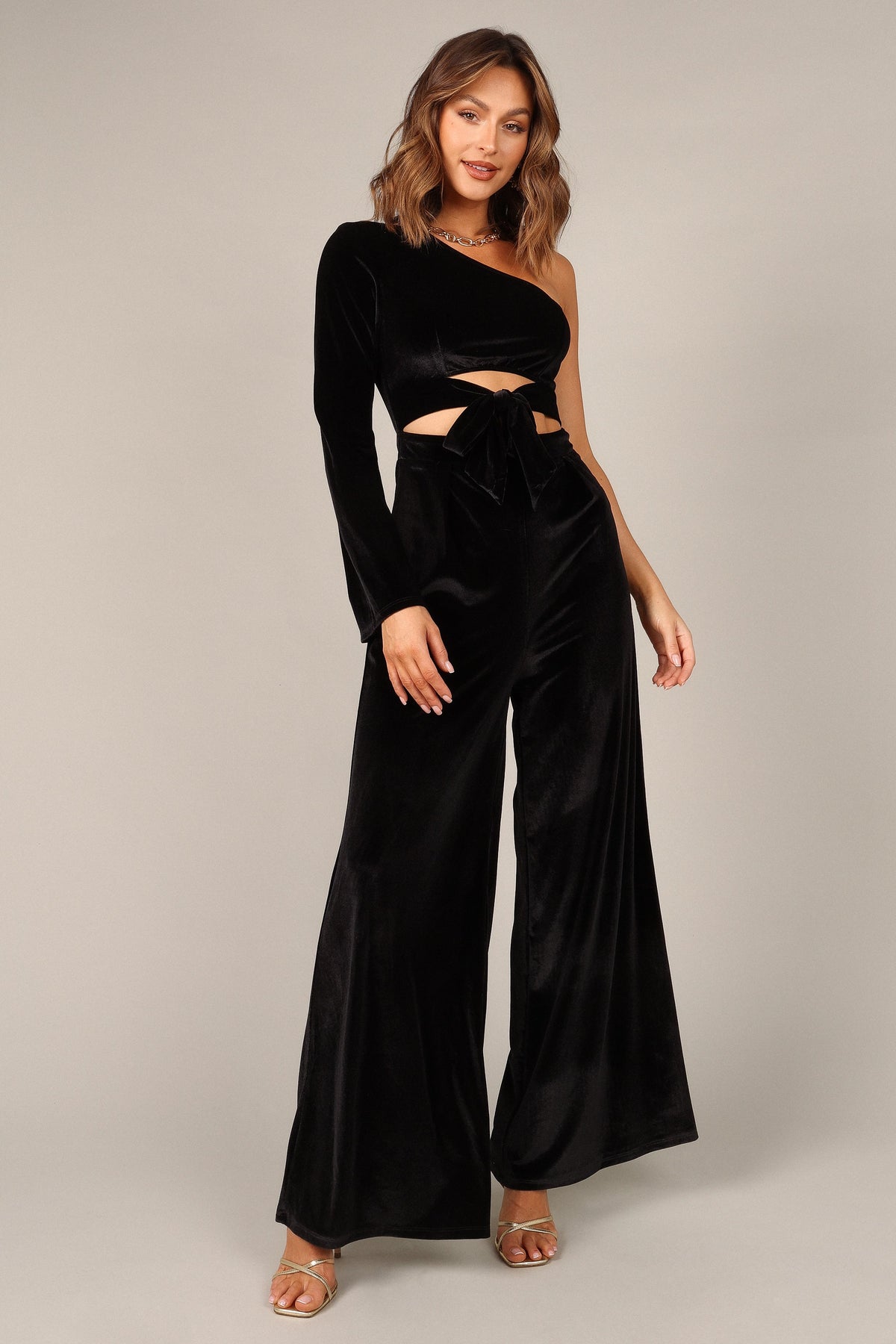 Avery Velvet Jumpsuit in Black – view 2 of 11