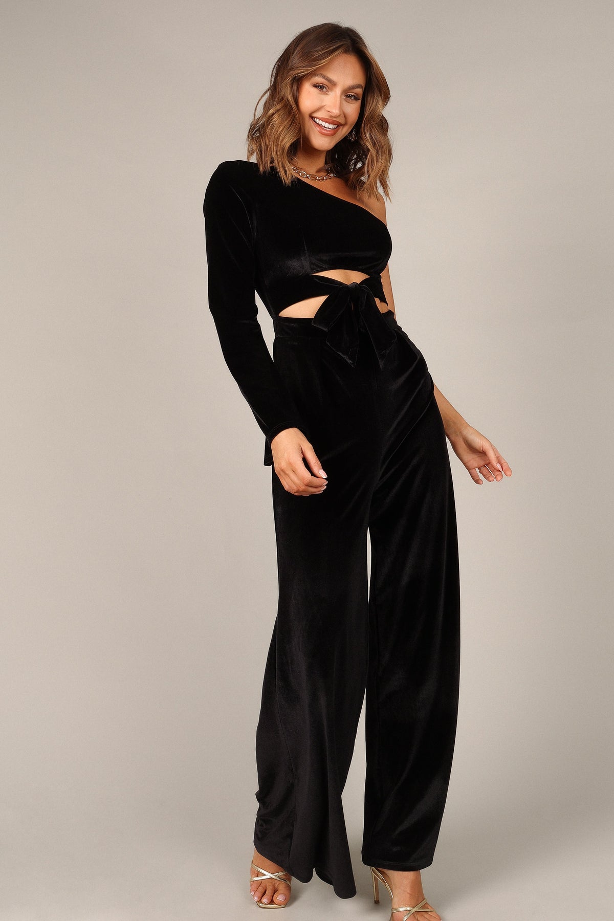 Avery Velvet Jumpsuit in Black – view 8 of 11