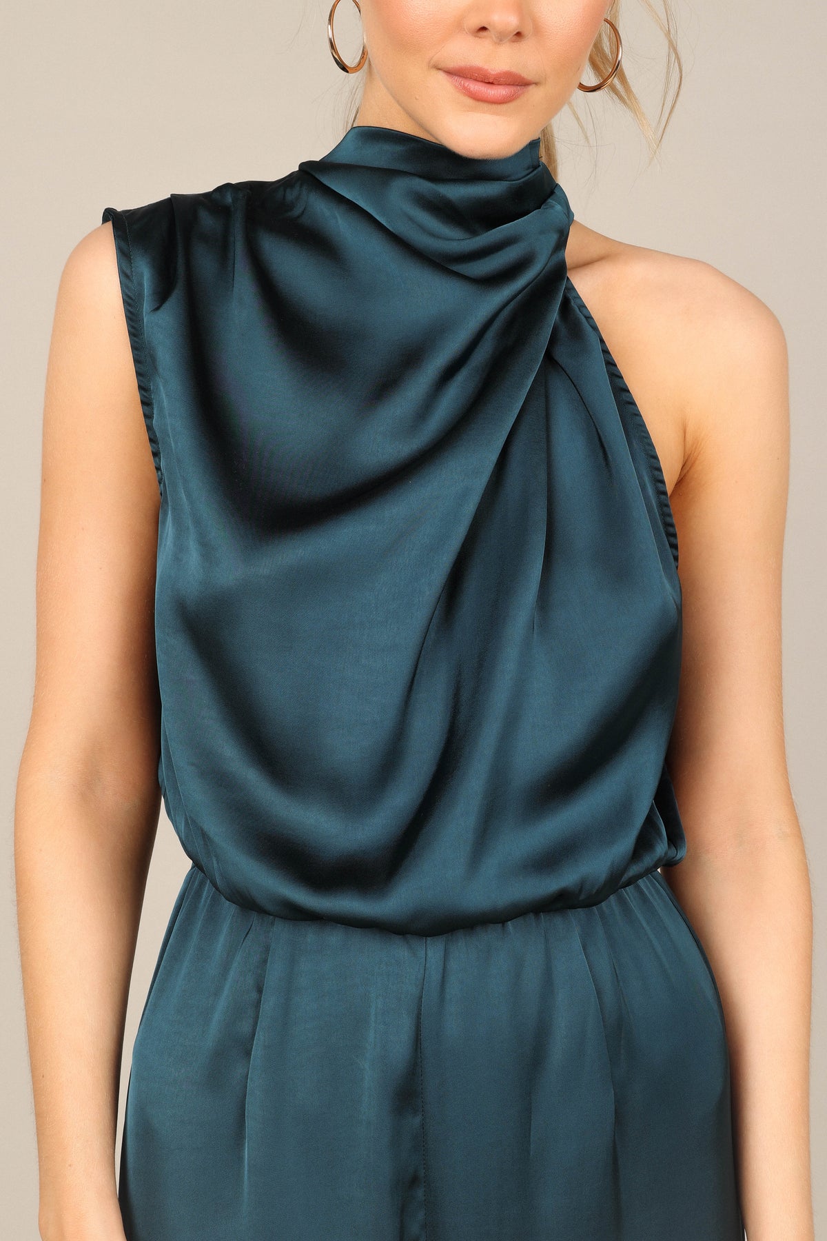 Savannah One Shoulder Jumpsuit in Teal – view 2 of 8