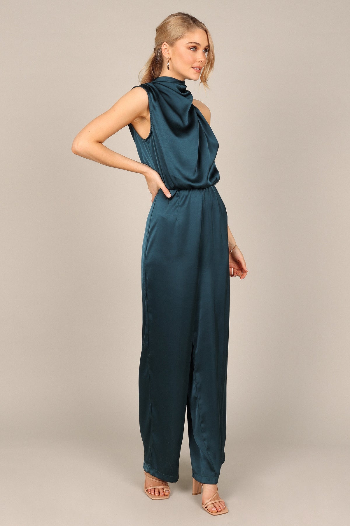 Savannah One Shoulder Jumpsuit in Teal – view 7 of 8