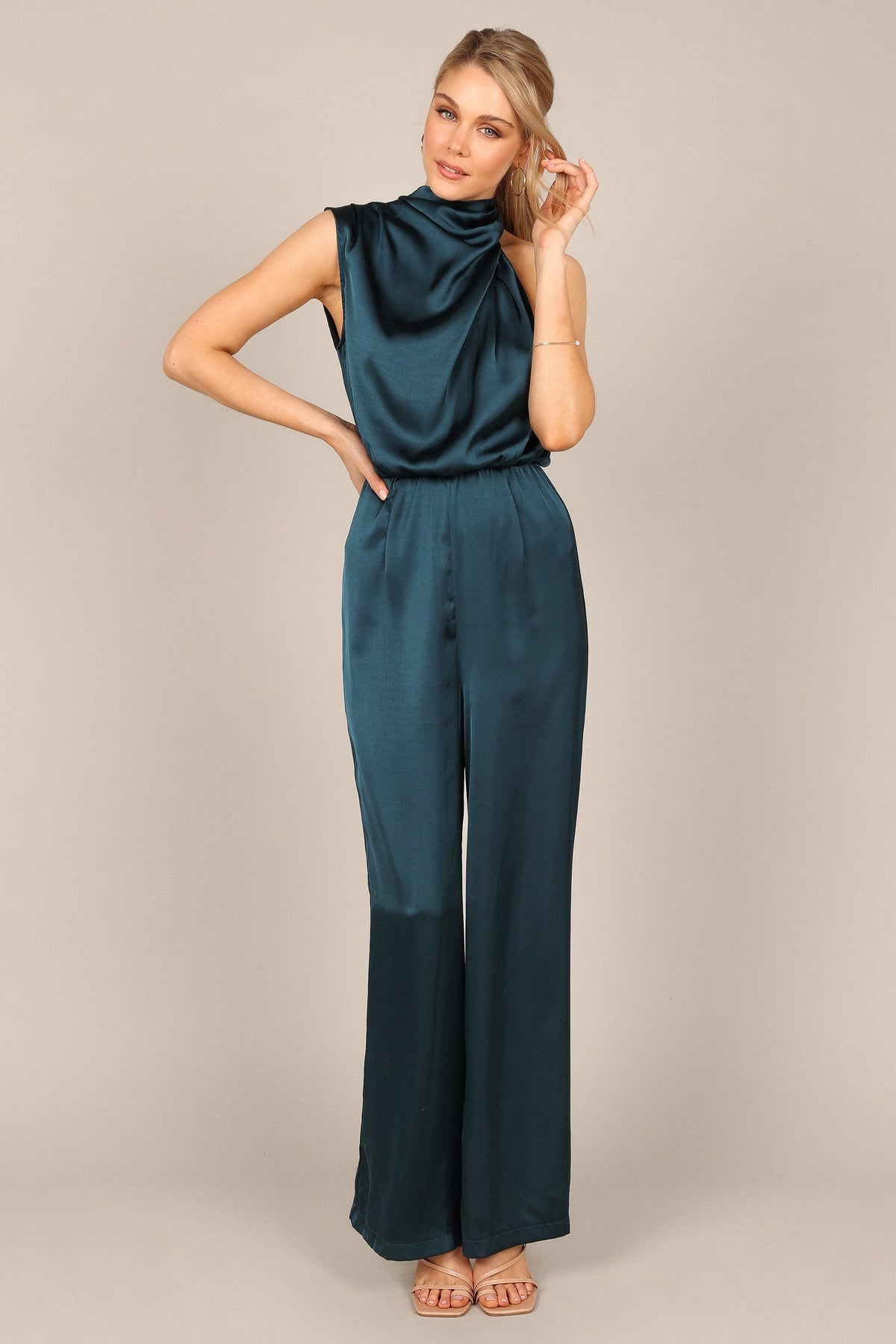 Savannah One Shoulder Jumpsuit in Teal – view 8 of 8