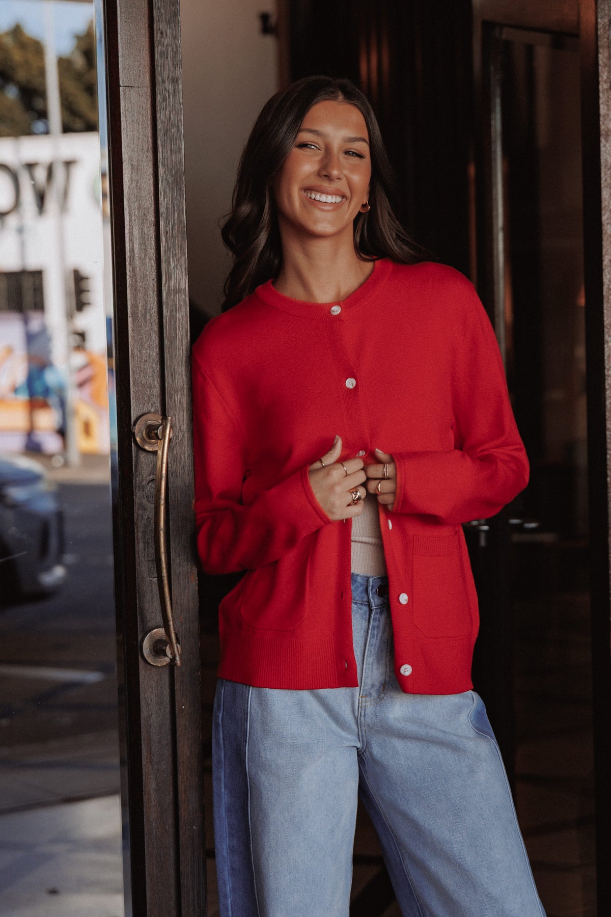 Abner Cardigan in Red – view 1 of 8