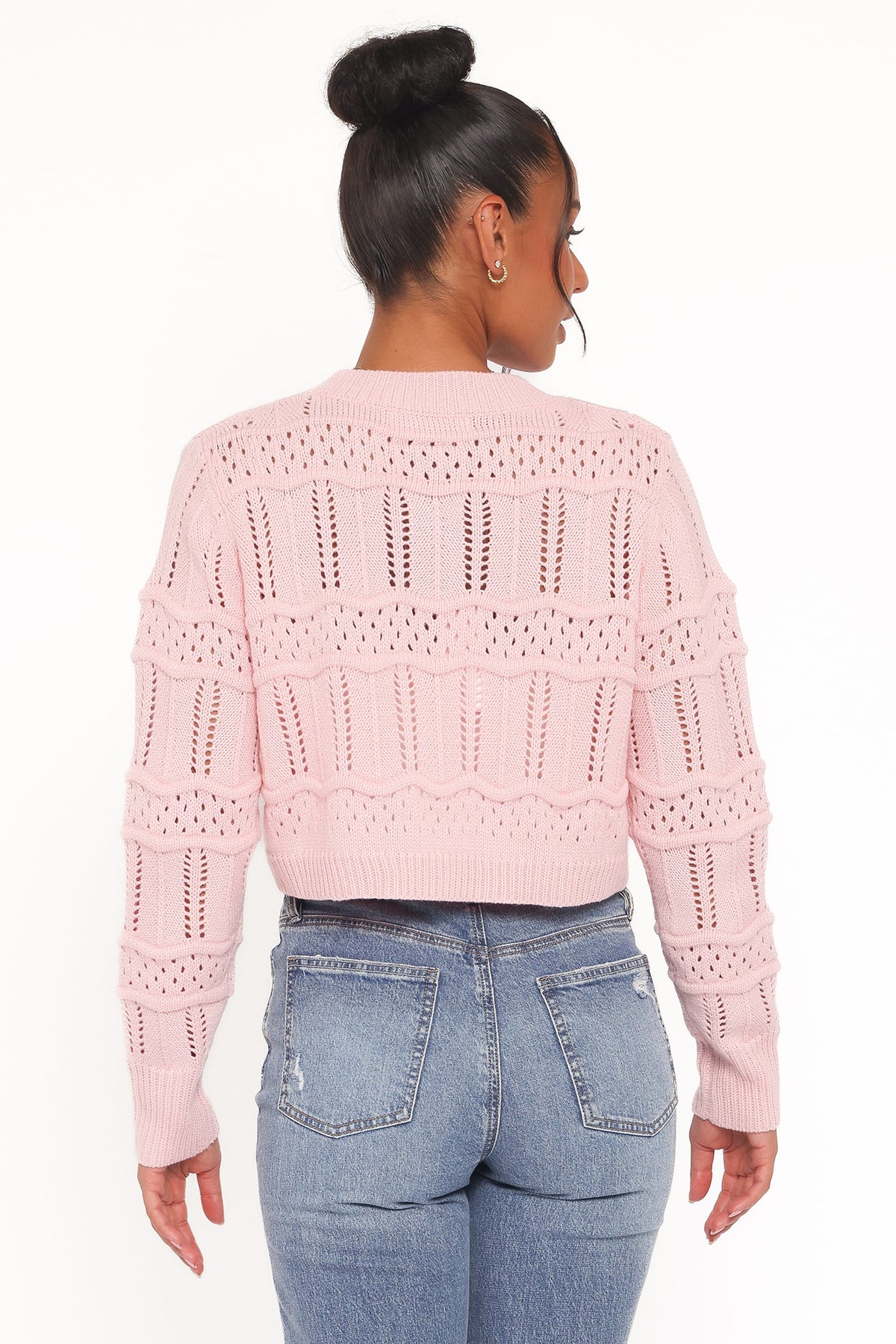 Aidy Crop Button Front Cardigan in Pink – view 4 of 6