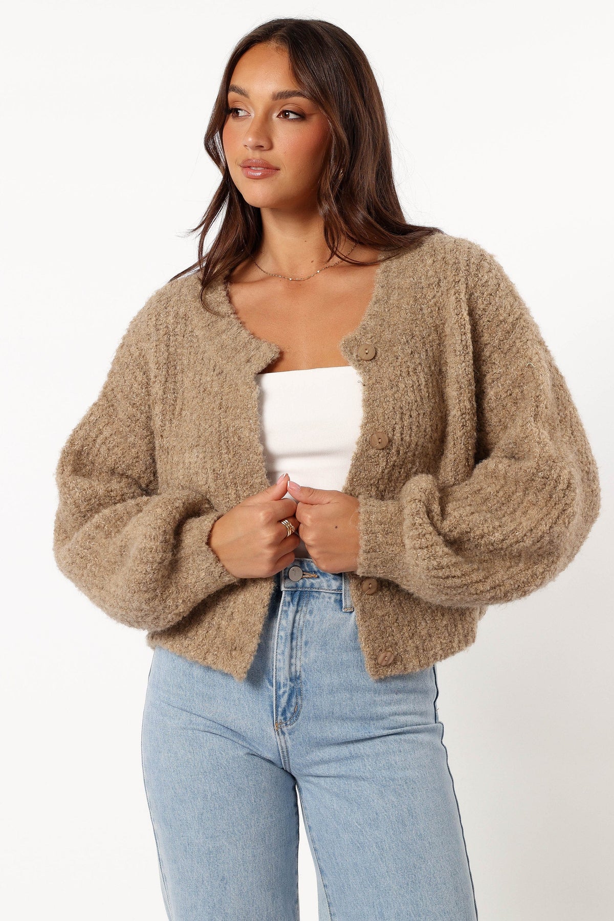 Albertine Cardigan in Latte – view 2 of 11