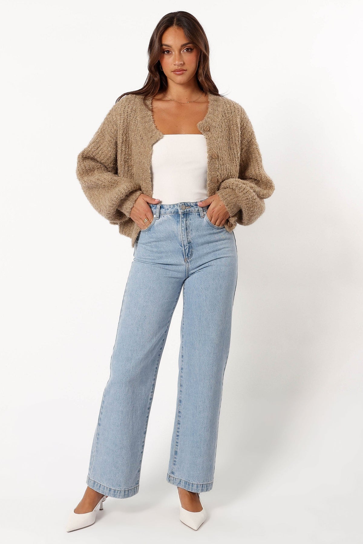 Albertine Cardigan in Latte – view 4 of 11
