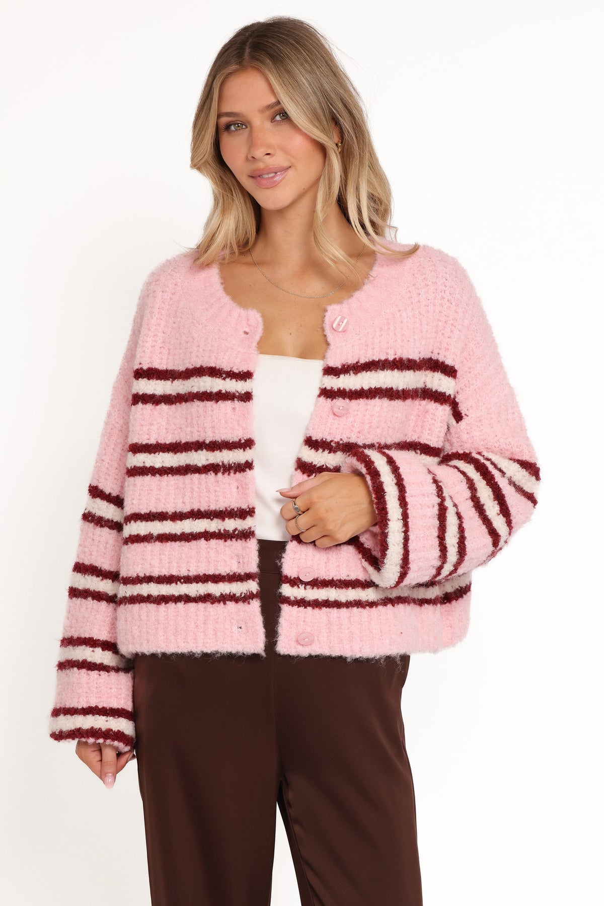 Albertine Cardigan in Pink Stripe – view 7 of 9