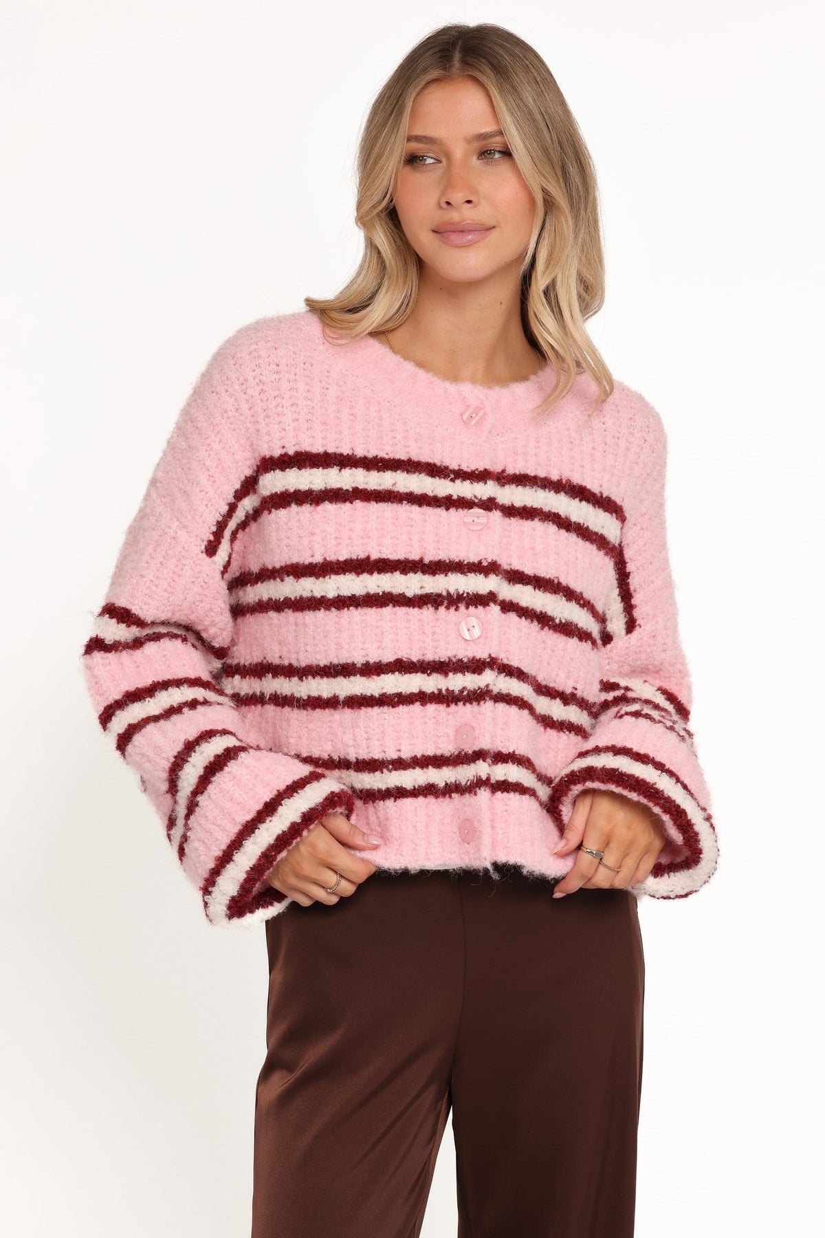 Albertine Cardigan in Pink Stripe – view 2 of 9