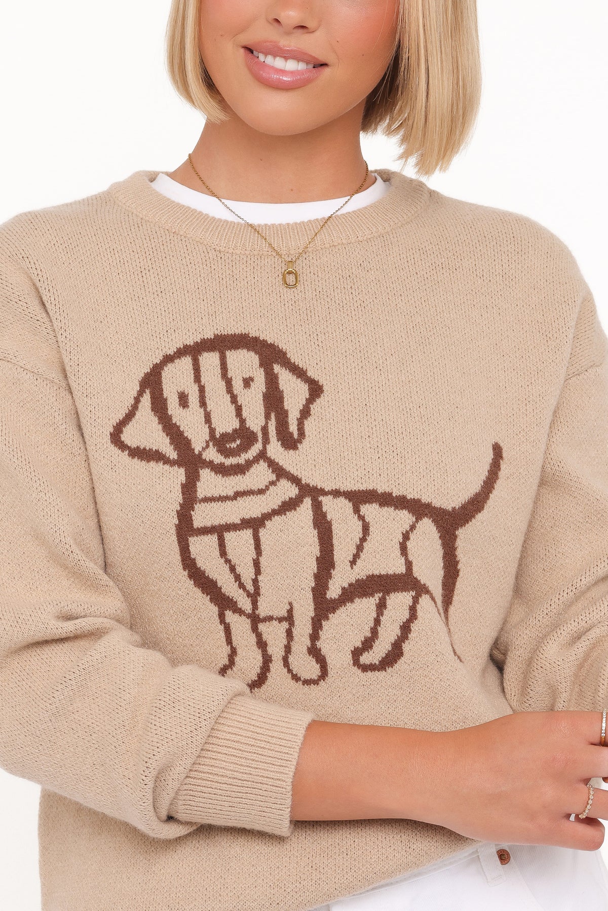 Amber Dachshund Sweater in Beige – view 3 of 8