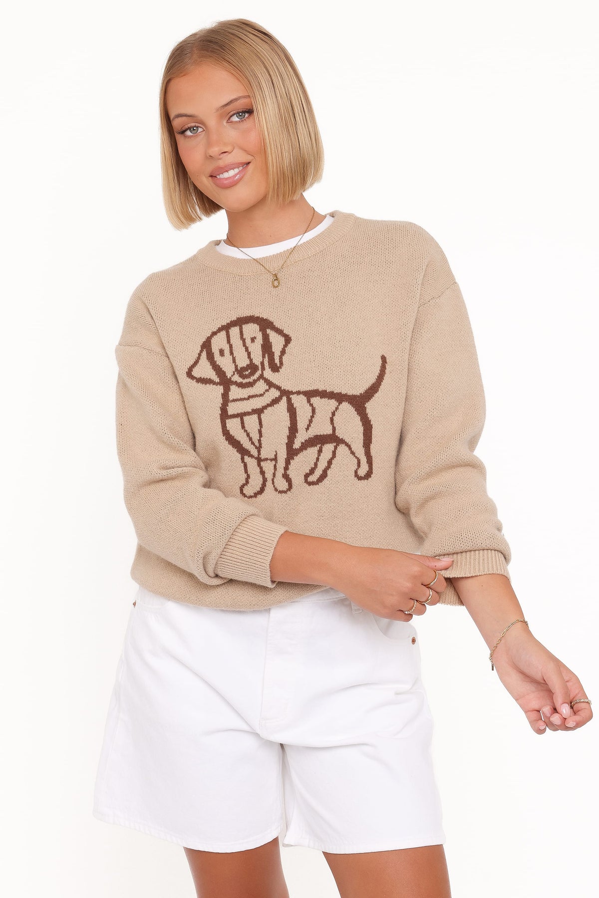 Amber Dachshund Sweater in Beige – view 2 of 8