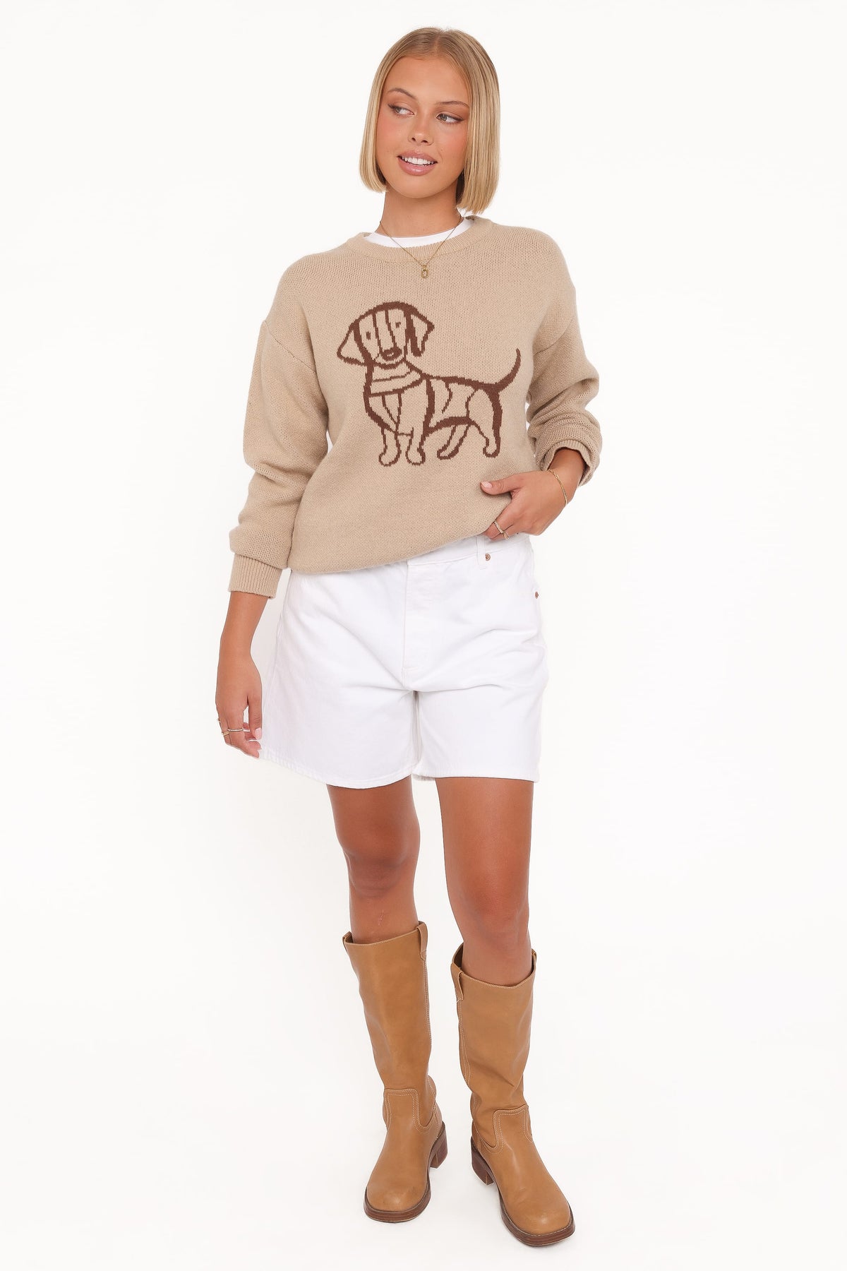 Amber Dachshund Sweater in Beige – view 6 of 8