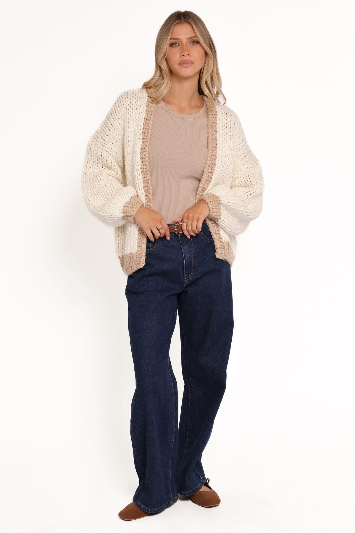 Anige Contrast Trim Cardigan in Cream – view 5 of 6
