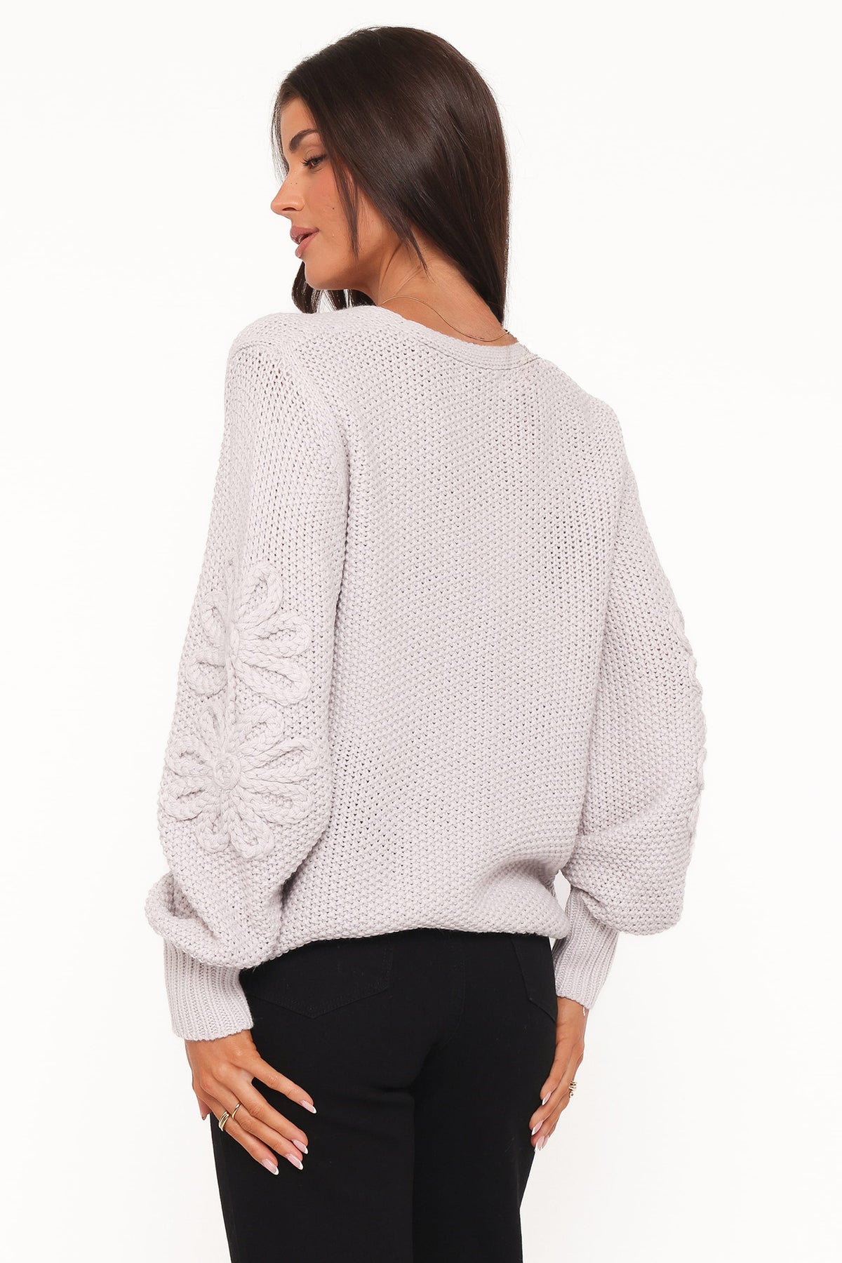 Arcadia Floral Cardigan in Light Grey – view 4 of 6