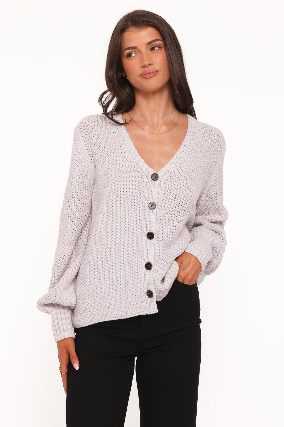 Arcadia Floral Cardigan in Light Grey – view 5 of 6